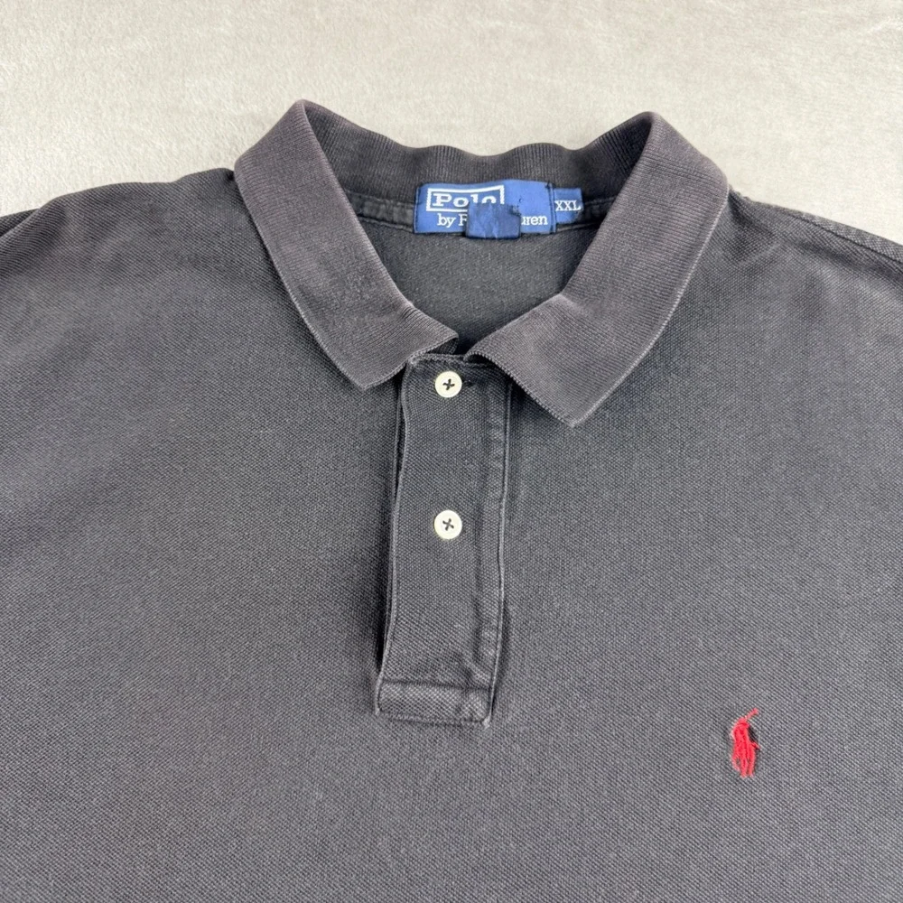 Polo Ralph Lauren Men's XXL Black Short Sleeve Pique Polo Shirt Red Pony Logo